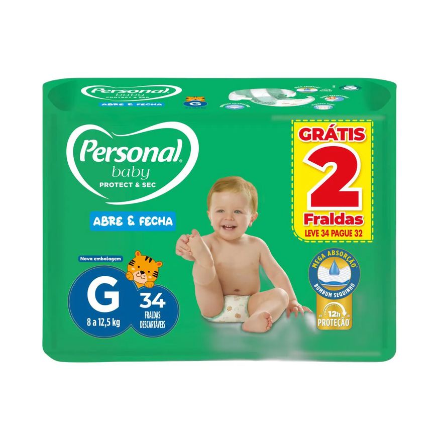Personal Fralda Baby Protection & Sec G 34 unidades