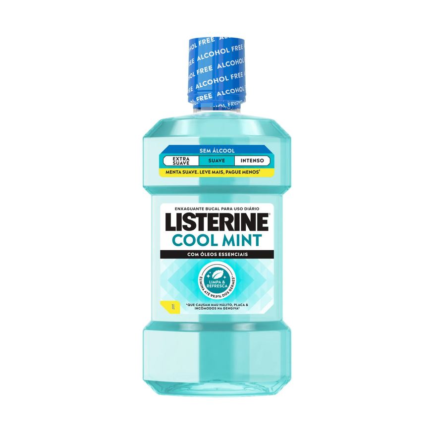 Listerine Enxaguante Bucal Antisséptico Cool Mint Suave Sem Álcool 1L