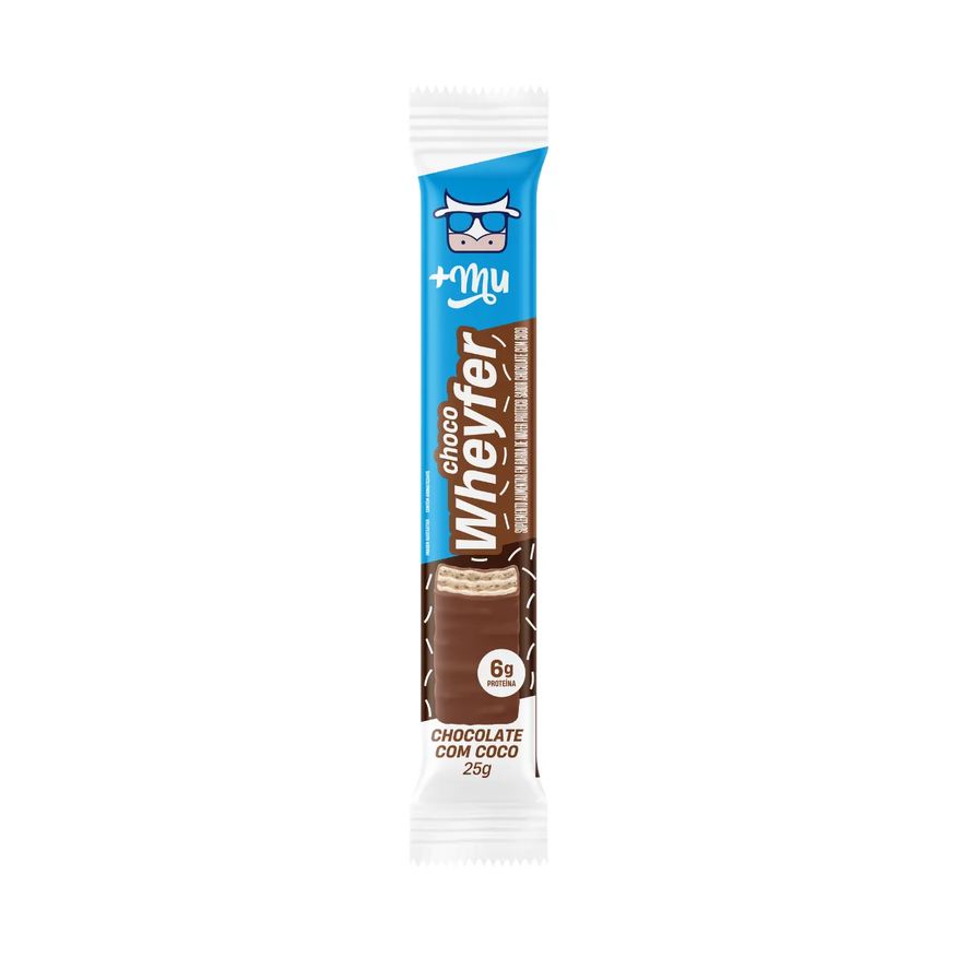 Mais Mu Wafer Proteico +Mu Choco Wheyfer Chocolate com Coco 25g