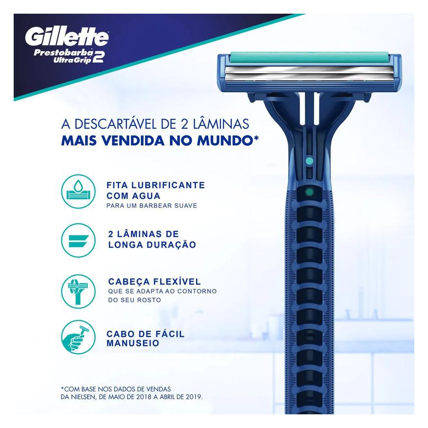 Gillette Aparelho de Barbear Prestobarba Ultragrip2 2 unidades