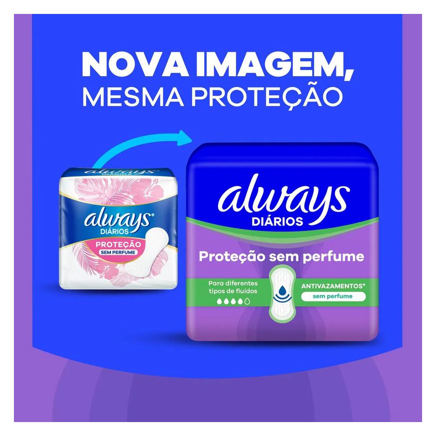 Diário Protetor Always Sem Perfume 80 unidades