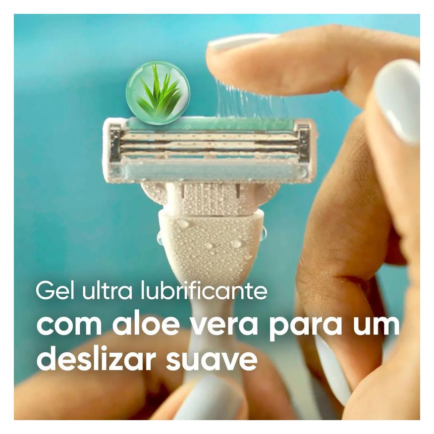 Gillette Kit Aparelho de Depilar Vênus Pele Sensível com Aloe e Vera 1 unidade + Carga 3 Unidades