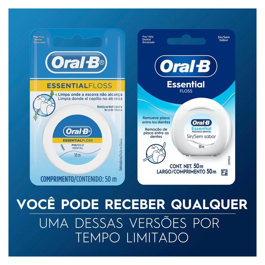 Oral-B Fio Dental Essential Floss Encerado com 50 metros