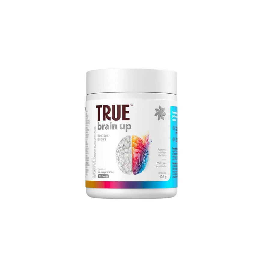True Suplemento Nootrópico Brain Up 8 Hours - Com Cafeína 60 Tabletes