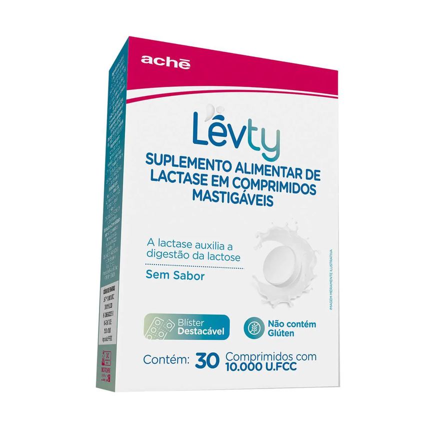 Suplemento Lévty Alimentar de Lactase Sem Sabor 30 comprimidos