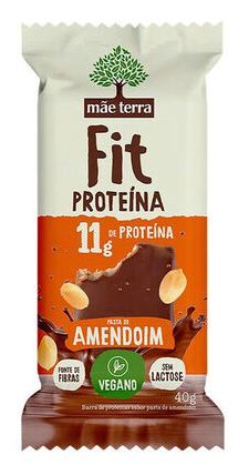 Amend Barra De Proteína Vegana Pasta De Amendoim Zero Lactose Mãe Terra Fit Pacote 40g