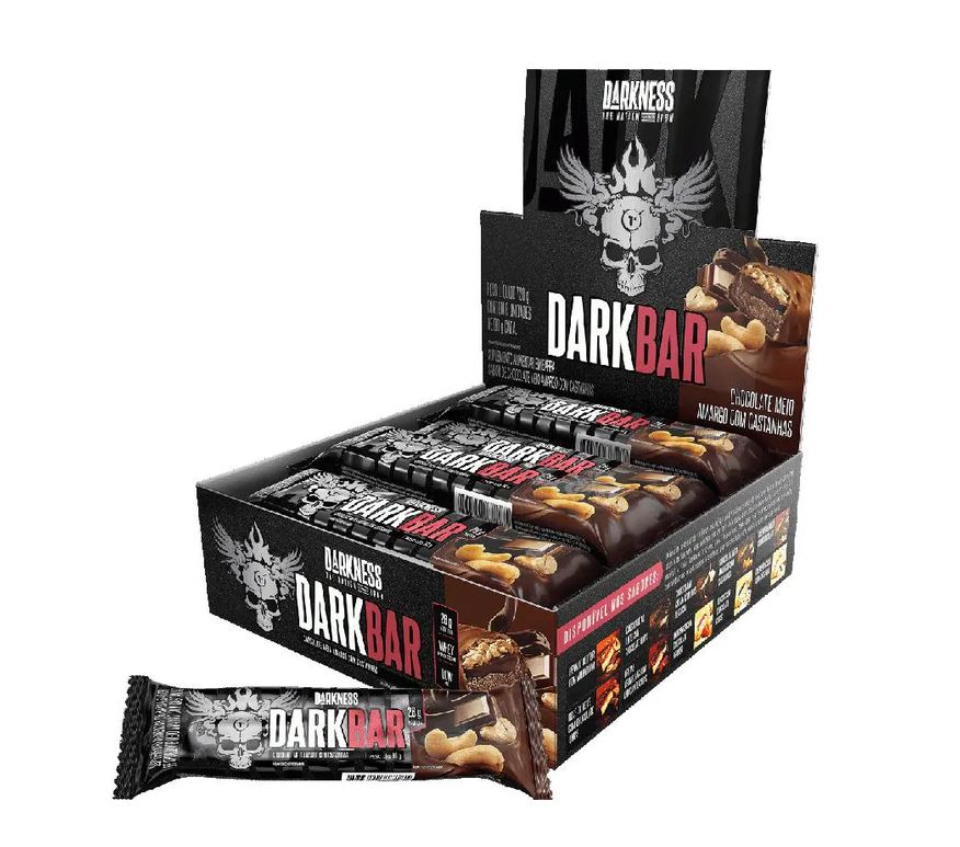 Bar Dark Caixa 8 unidades (720g) – Sabor: Choc. Meio Amargo C/ Castanhas – (nova Embalagem)
