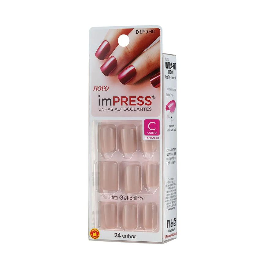 Autocolantes Unhas Impress Girlie Girl Curto com 24 Unidades