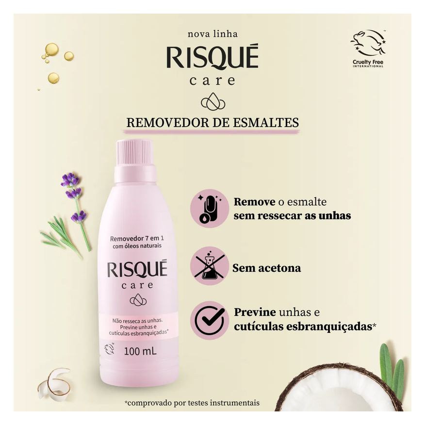 de Removedor Esmalte Risqué Care 7 em 1 - 100ml