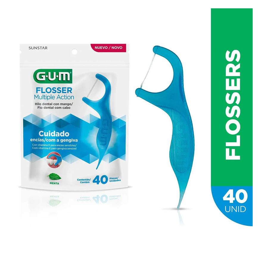 Dental Fio com Cabo G.U.M Flosser Multiple Action com 40 unidades