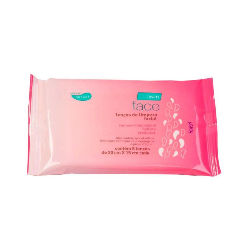 Needs Lenço Demaquilante Face Limpeza Facial 8 Unidades