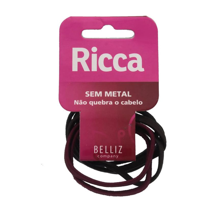 Ricca Elástico de Cabelo Basics Fashion Sem Metal - 6 unidades