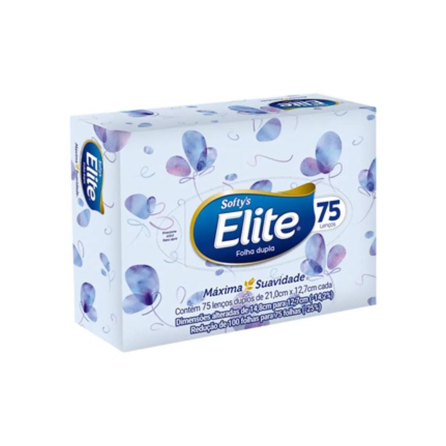 de Lenço Papel Softy's Elite Folha Dupla 75 Unidades