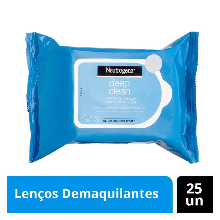 Neutrogena Kit Lenço Demaquilante Deep Clean 25 Unidades 3 Pacotes
