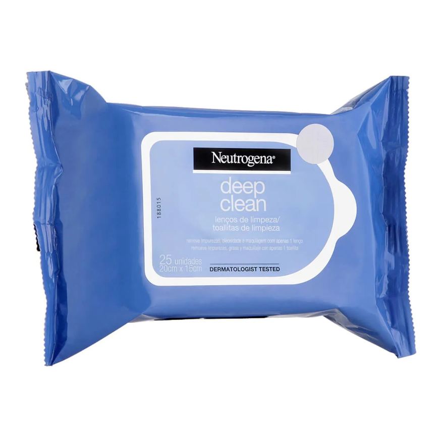 Neutrogena Kit Lenço Demaquilante Deep Clean 25 Unidades 3 Pacotes