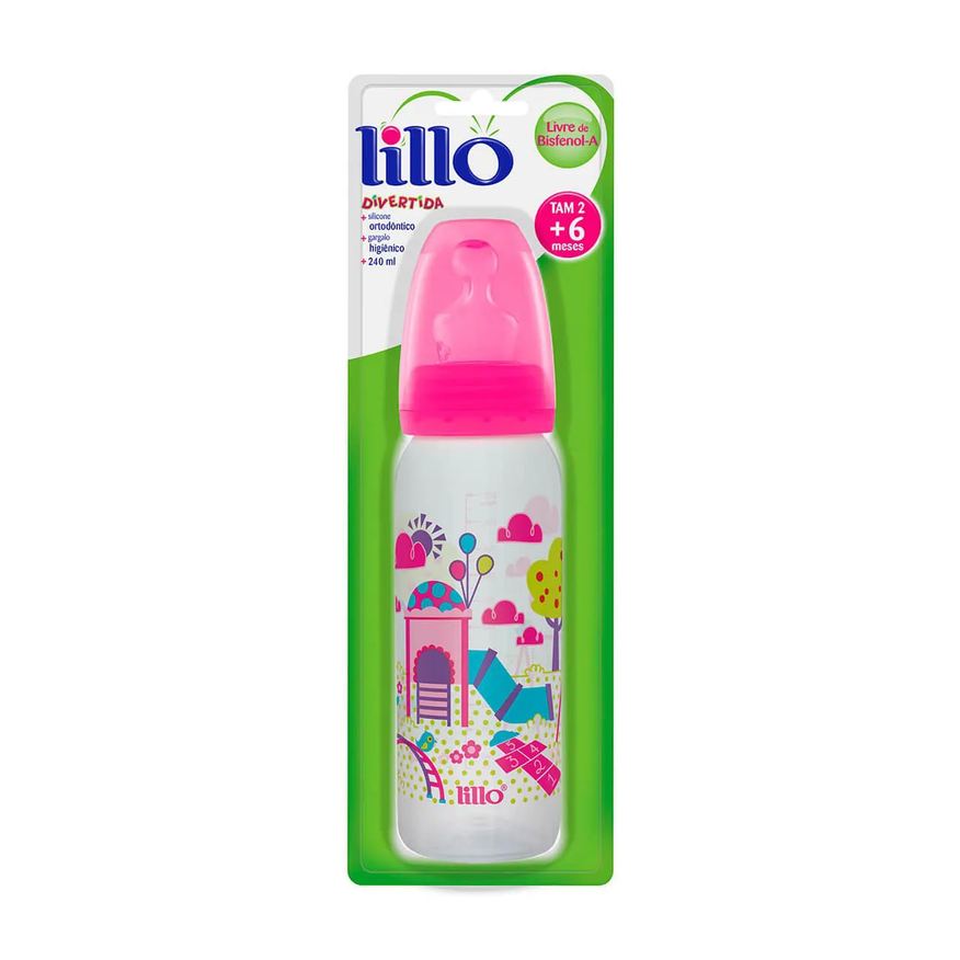 Lillo Mamadeira Divertida Tamanho 2 Cor Rosa 240ml - 1 unidade