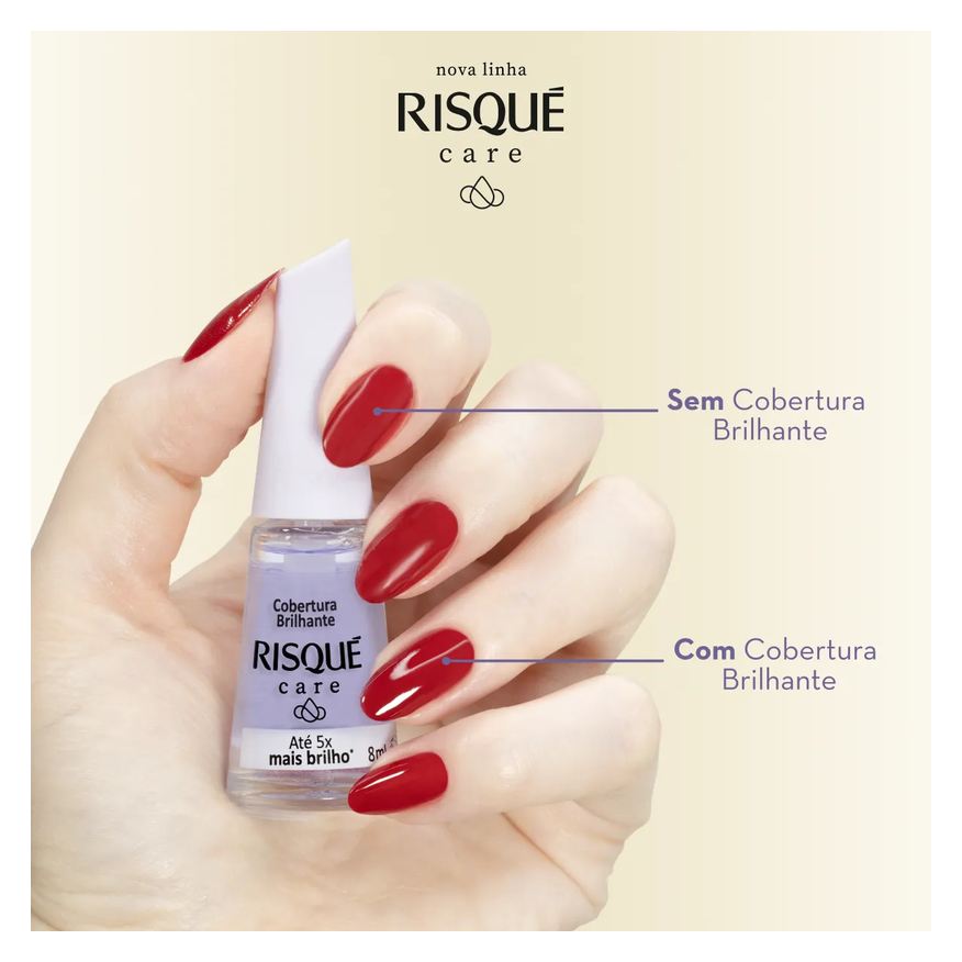 para Brilho Unhas Risqué Care Cobertura Brilhante 8ml