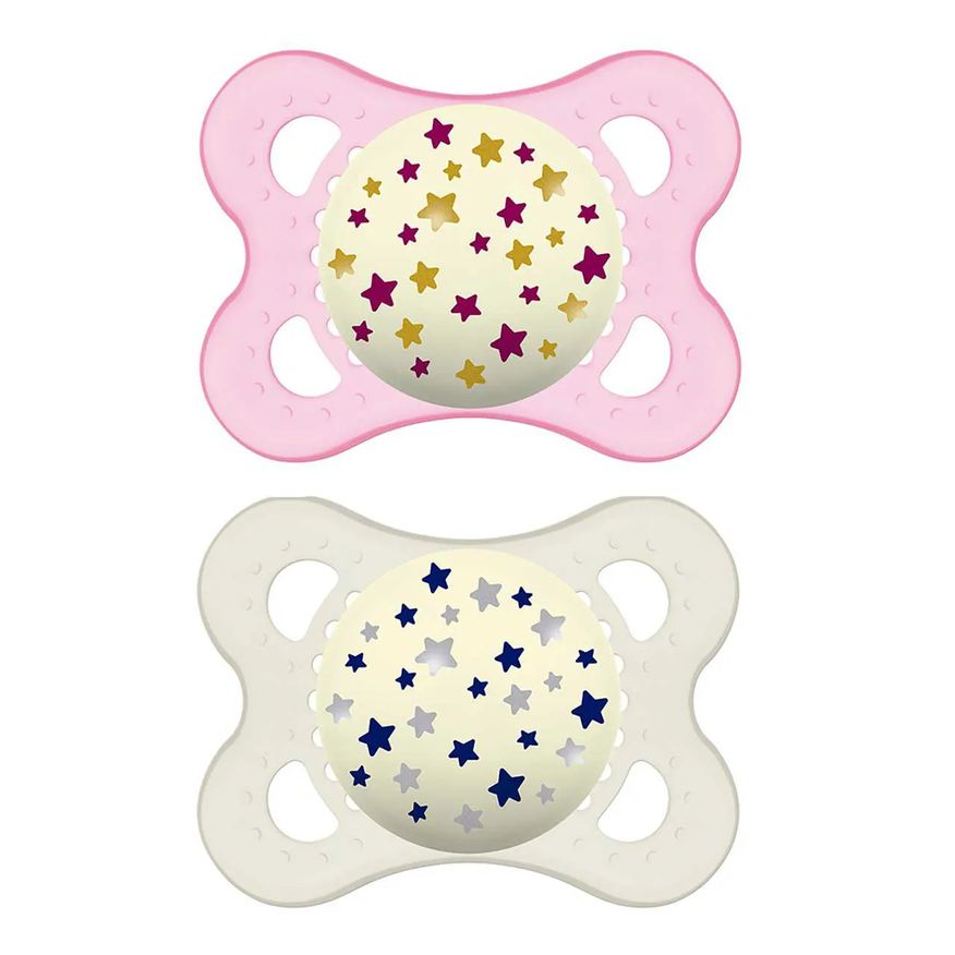 MAM Chupeta Original Night Rosa Tamanho 1 - 0 a 6 meses 2 unidades