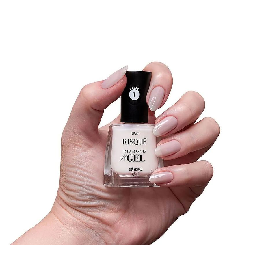 Risqué Esmalte Diamond Gel Chá Branco Hipoalergênico com 9,5ml