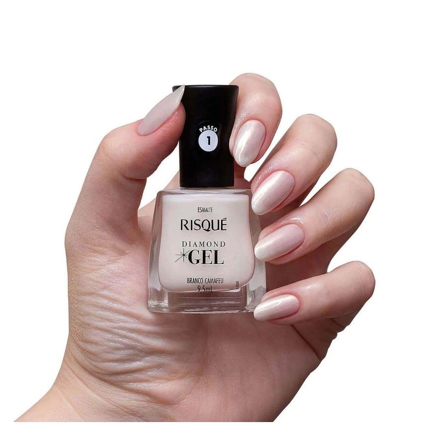 Risqué Esmalte Diamond Gel Branco Camafeu Hipoalergênico com 9,5ml