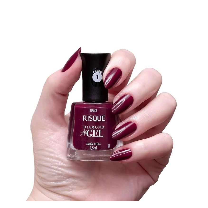 Risqué Esmalte Diamond Gel Amora Negra Hipoalergênico com 9,5ml