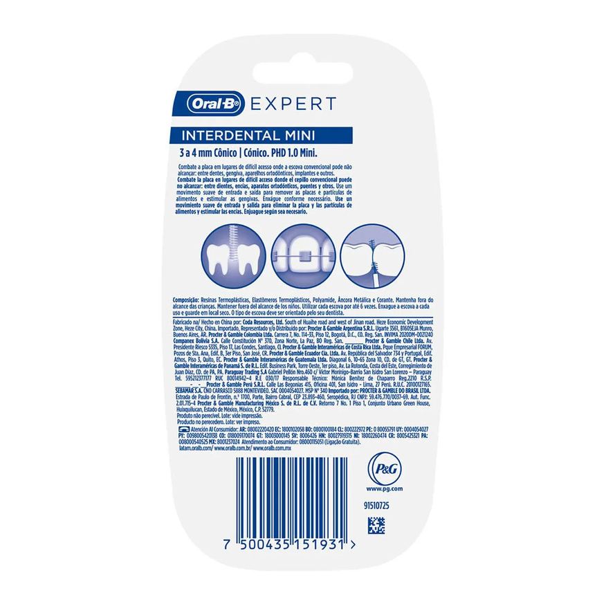 Oral-B Escova de Dente Interdental Expert Mini 3 a 4mm com 10 unidades