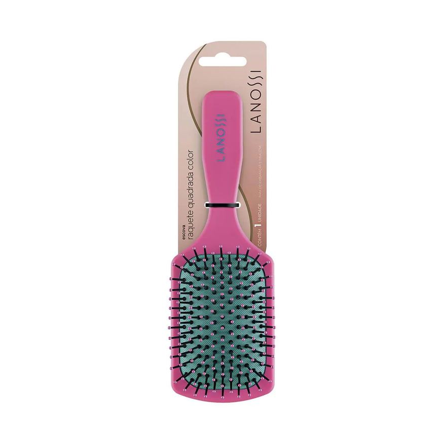 de Escova Cabelo Lanossi Color Raquete Quadrada - 1 unidade
