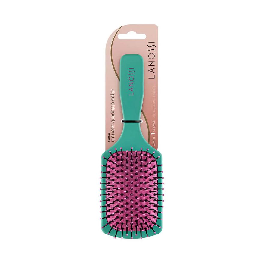 de Escova Cabelo Lanossi Color Raquete Quadrada - 1 unidade