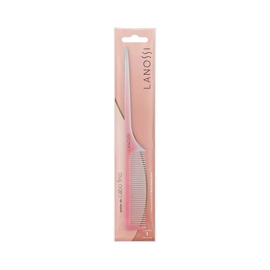 Lanossi Pente de Cabelo Rosa Fino - 1 unidade