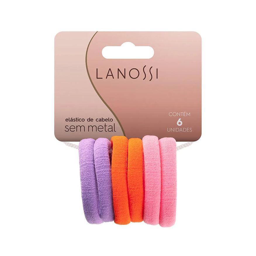 Lanossi Elástico de Cabelo Tangerina - 6 unidades