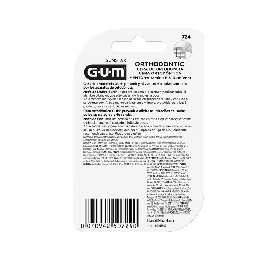 Ortodôntica Cera GUM Orthodontic Menta com 5 Barras