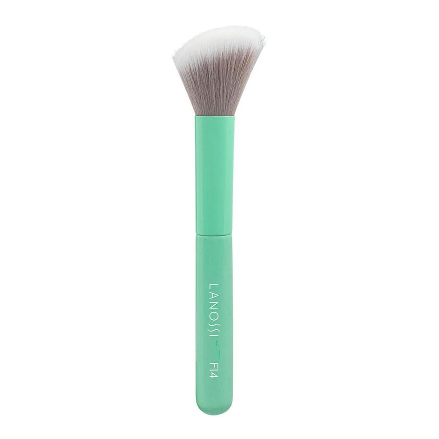 com Kit 3 Pinceis de Maquiagem Lanossi e 1 Esponja + 1 Necessaire Mint Green