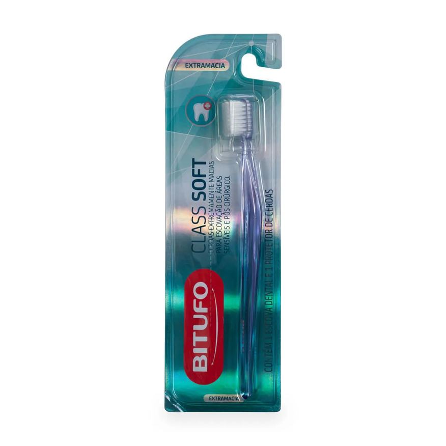 de Escova Dente Bitufo Class Soft Extramacia com 1 unidade + 1 Protetor de Cerdas