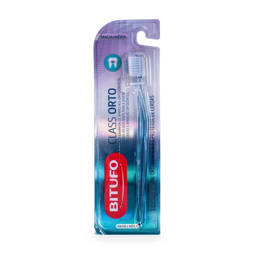 de Escova Dente Ortodôntica Bitufo Class Orto Macia+Média com 1 unidade + 1 protetor de cerdas
