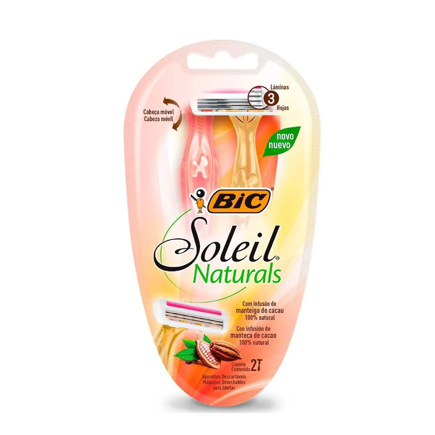 Natura Depilador Descartável Bic Soleil Naturals Premium com 2 unidades