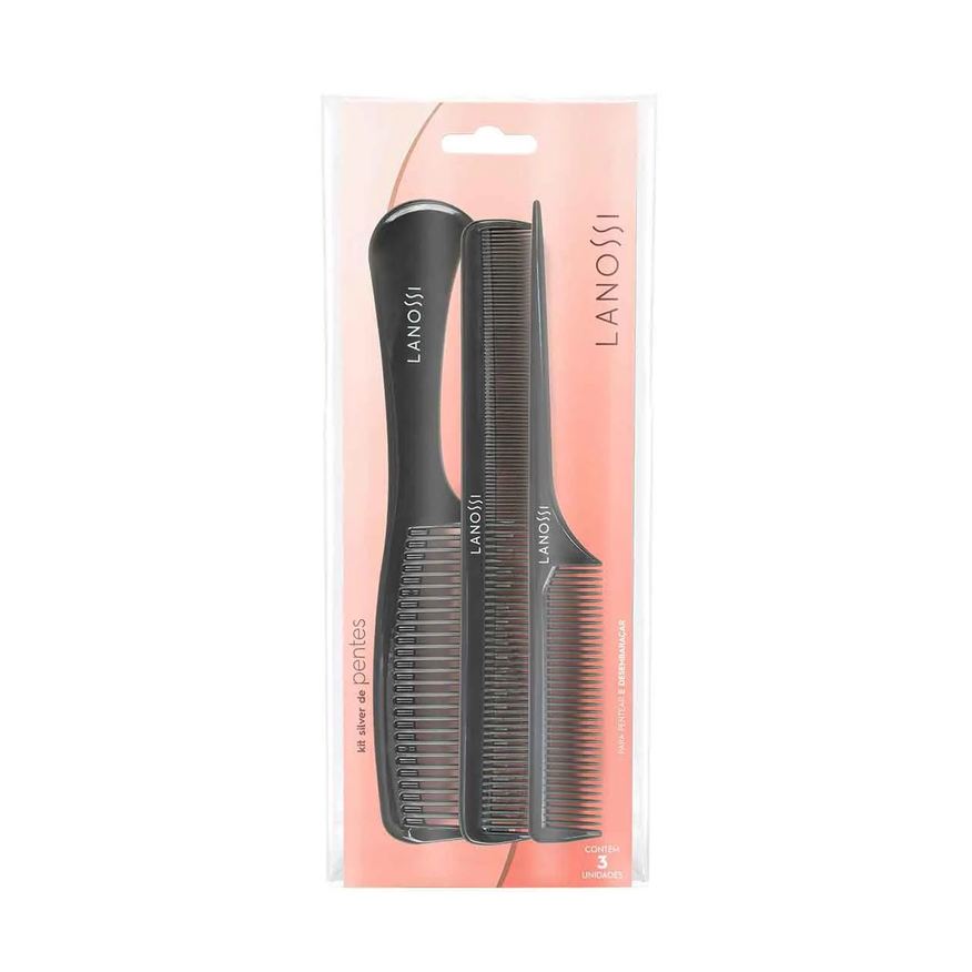 de Conjunto Pentes Lanossi Silver com 3 unidades