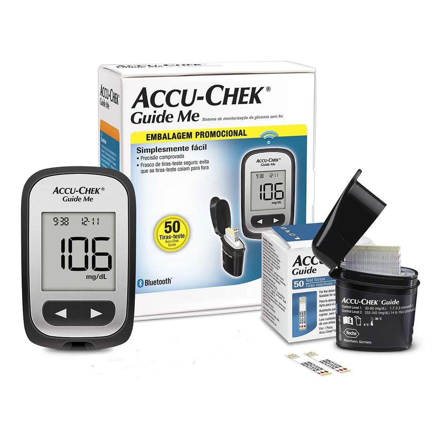 Accu-Chek Medidor de Glicose Guide Me 50 tiras