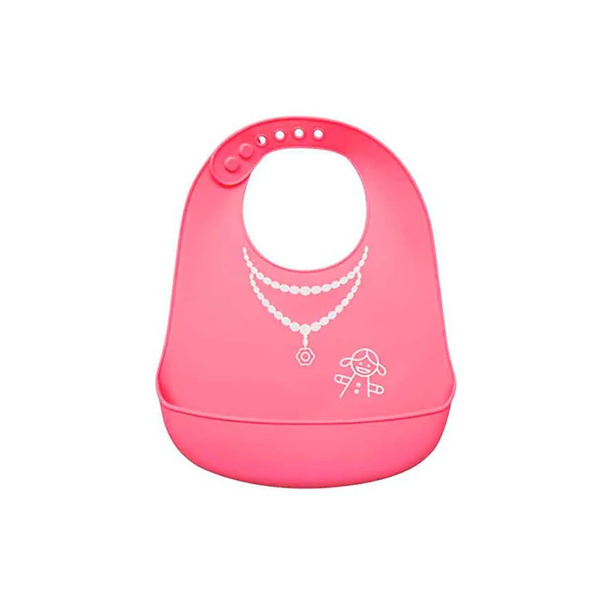 Buba Babador de Silicone com Pega Migalhas Baby Rosa 1 unidade