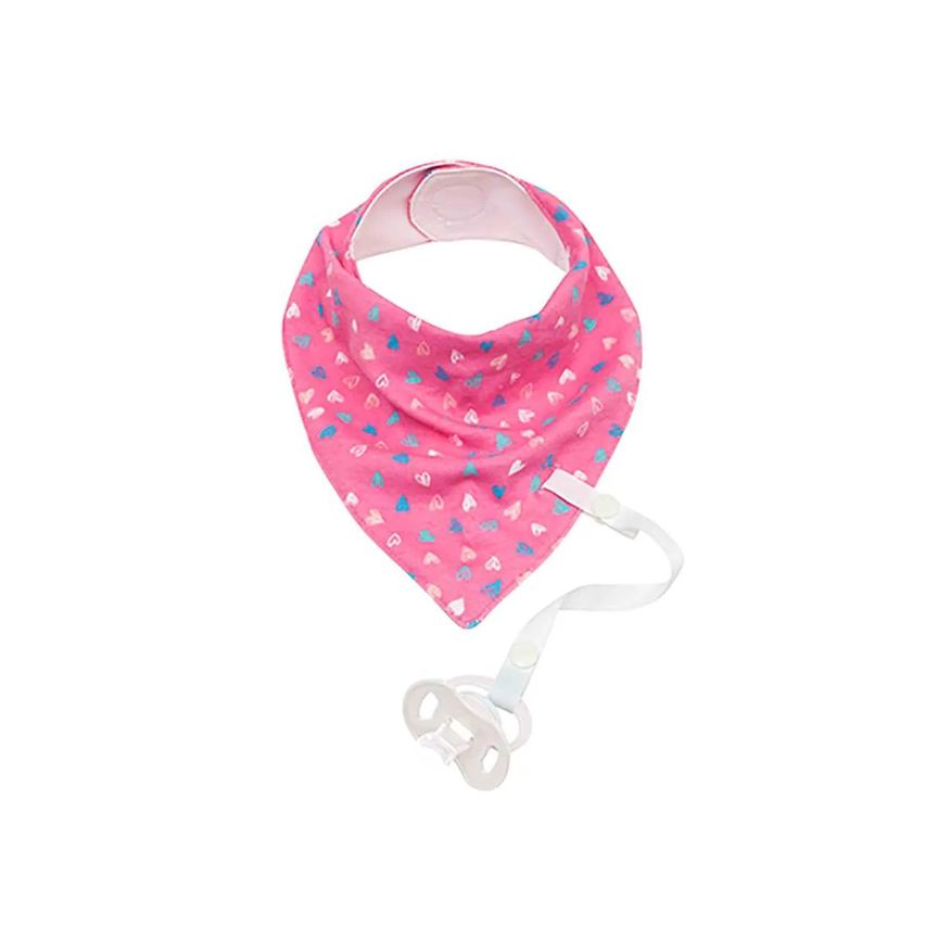 Buba Bandana com Prendedor de Chupeta Baby Coração Rosa 1 unidade