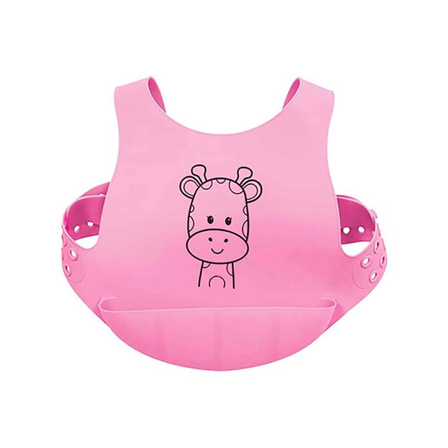 Buba Babador de Silicone com Cinto e Pega Migalhas Rosa Girafinha 1 unidade