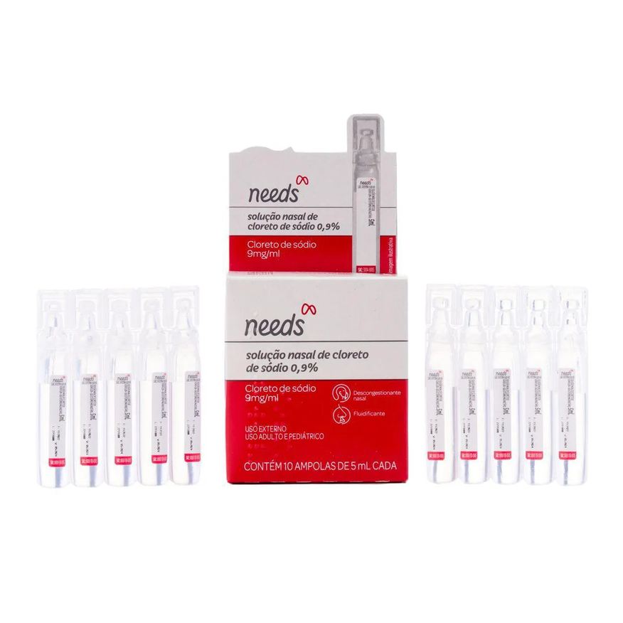 Needs Soro Fisiológico Cloreto de Sódio 0,9% 10 Ampolas de 5ml