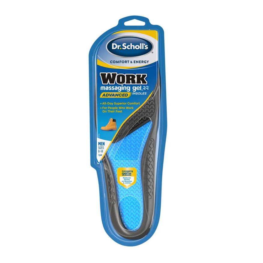de Palmilha Gel Dr Scholls Massaging Gel Comfort & Energy Work Azul Transparente 1 par