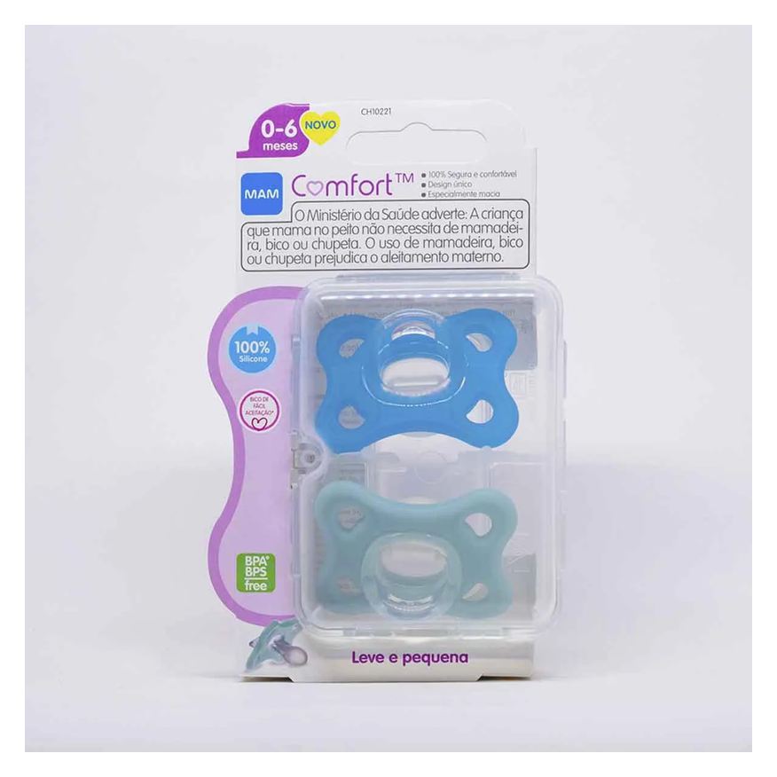 MAM Chupeta Comfort Azul e Neutra - 2 Unidades