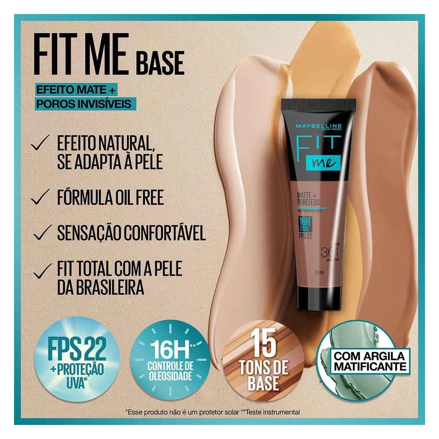 Maybelline Base Líquida NY Fit Me Matte FPS 22 30ml - 133