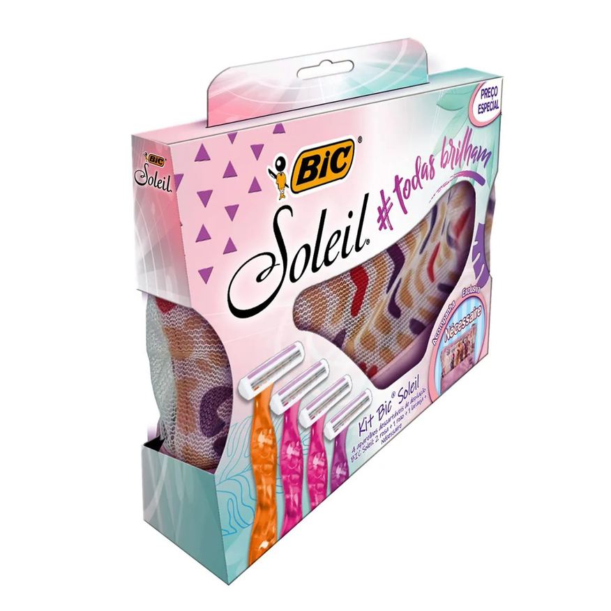 Bic Pack Soleil 4 Aparelhos Descartáveis de Depilação + Necessaire