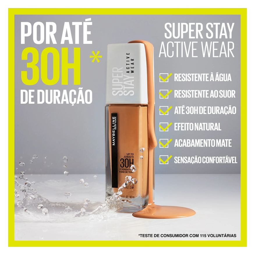 Maybelline Base Líquida NY SuperStay Active Wear Cor 310 Sun Beige 30ml