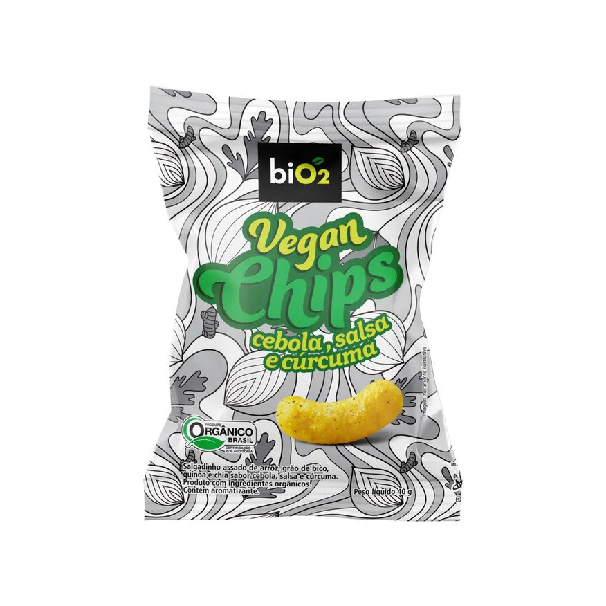 Bio 2 Vegan Chips Cebola, Salsa e Cúrcuma Orgânico biO2 40g