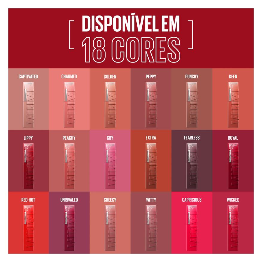 Maybelline Batom Líquido Superstay Vinyl Ink Efeito Espelhado 4,2ml - Punchy