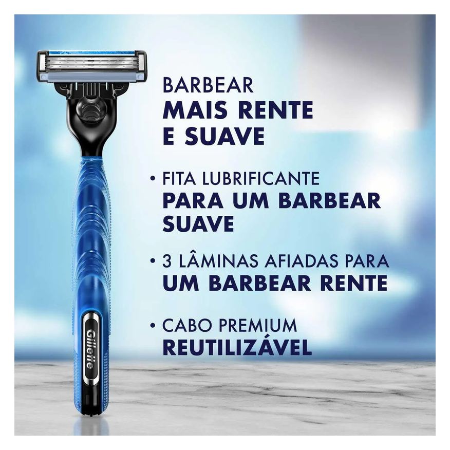 Gillette Kit Barbeador Mach3 Acqua Grip 1 aparelho + 2 cargas
