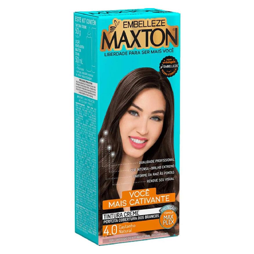 Maxton Tinta de Cabelo Permanente Você Mais Encantadora - 4.0 Castanho Natural